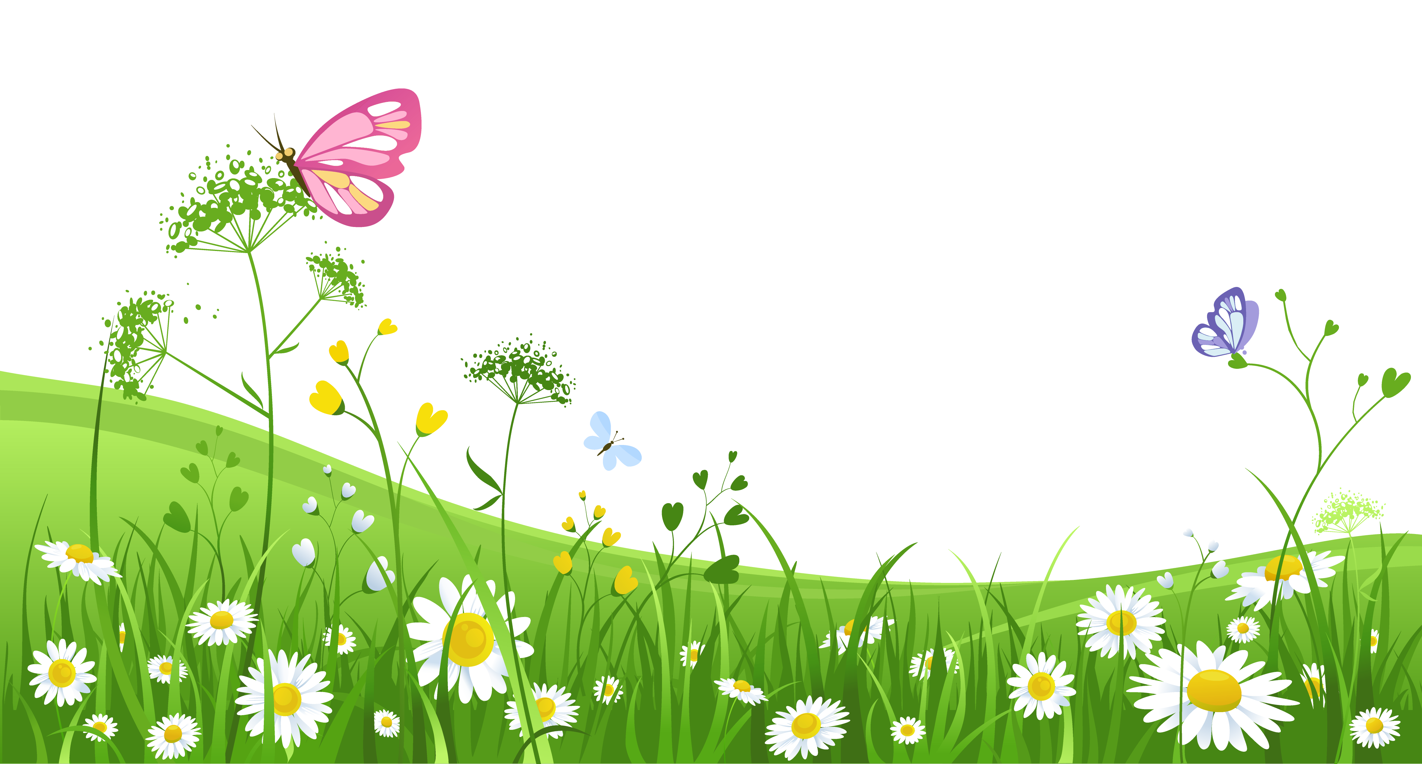 Grass with flowers background clipart free