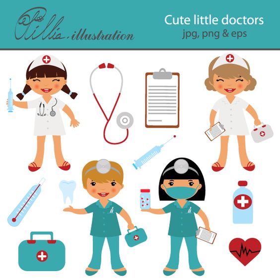 This adorable Cute little doctors clipart set comes with 13