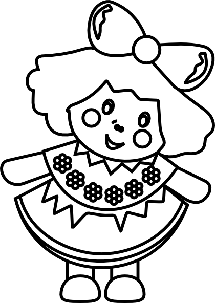 Baby doll clipart black and white