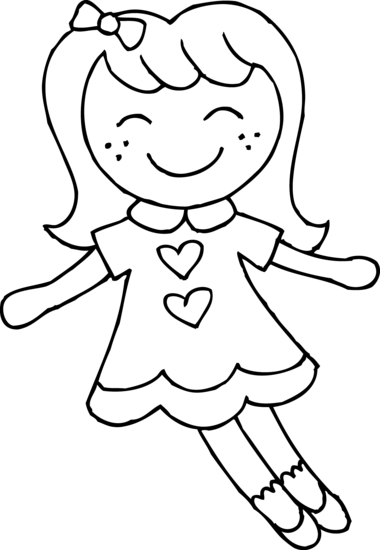 Baby doll clipart black and white