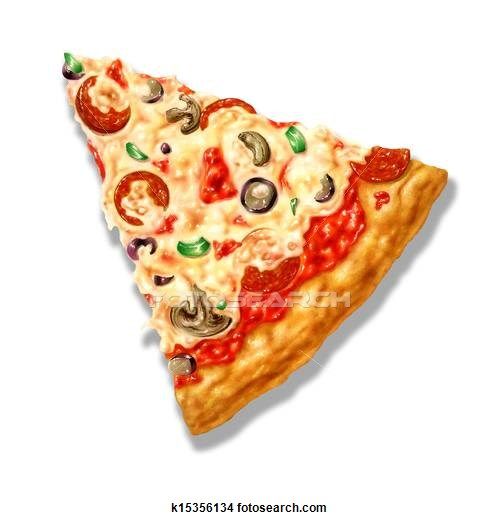 Drawings of Pizza triangle shape, with mozzarella cheese and