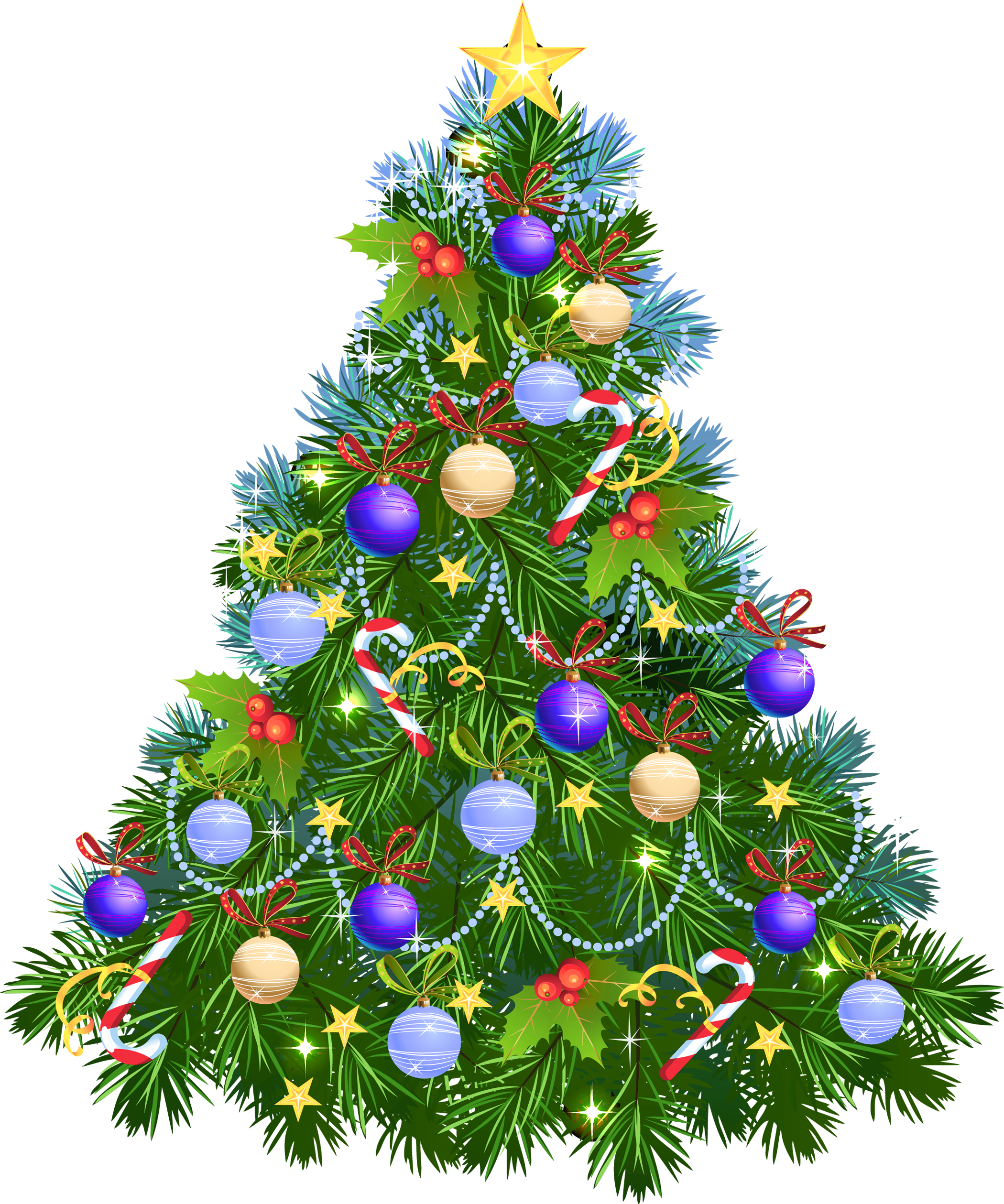 Transparent PNG Christmas Tree with Purple Ornaments