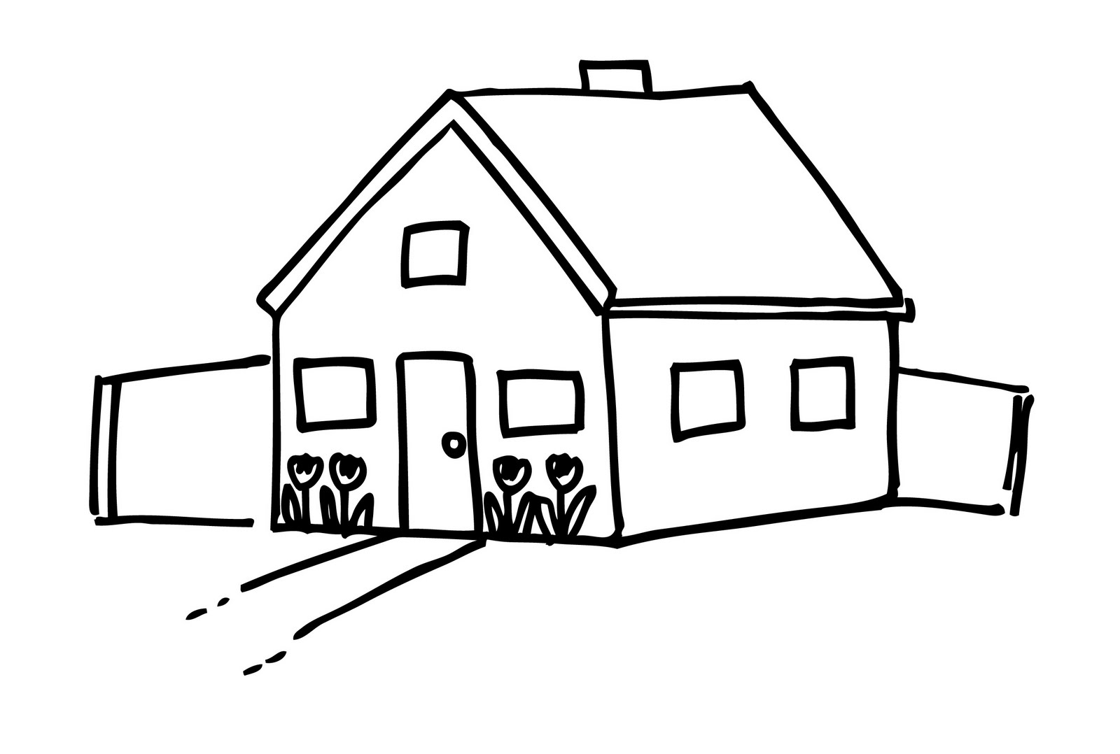 House with garage clipart black and white