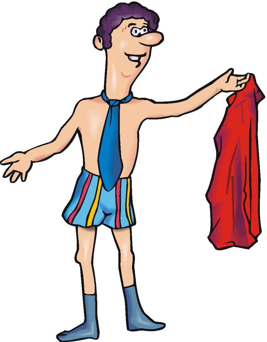 cartoon putting on clothes