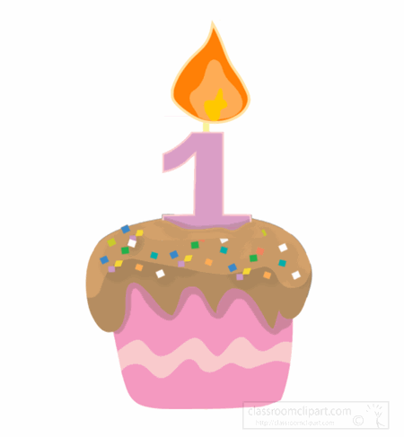 Cupcake With Candle Clipart