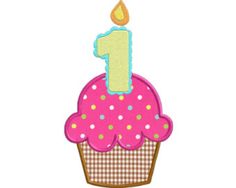 Pink birthday cupcake clipart