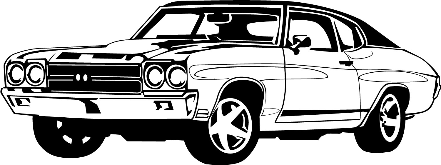 Vector classic car clipart black and white