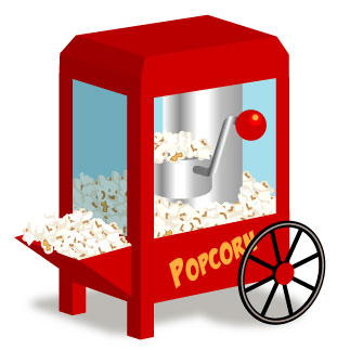 black and white popcorn machine