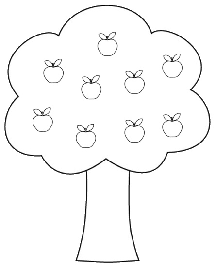 Clipart apple trees black and white