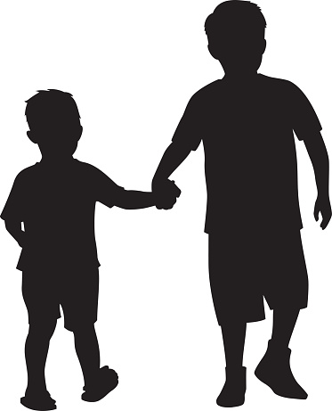 Sister brother silhouette clipart
