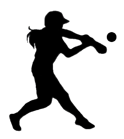 Girl softball player silhouette clipart