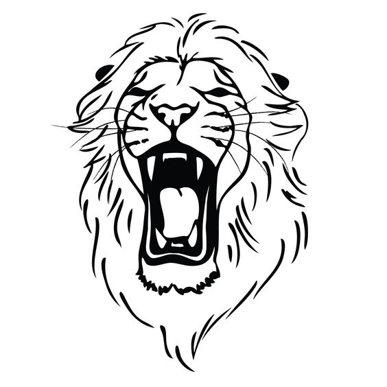 White and lion black clipart