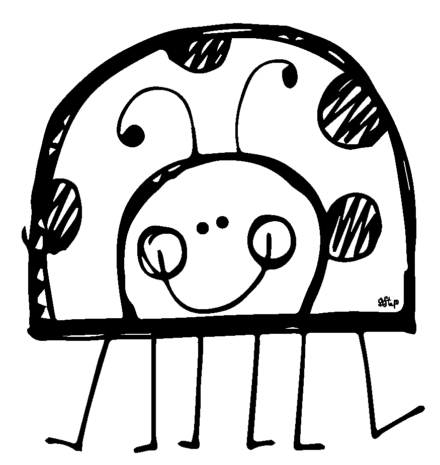 Cute Ladybug Black And White Clipart
