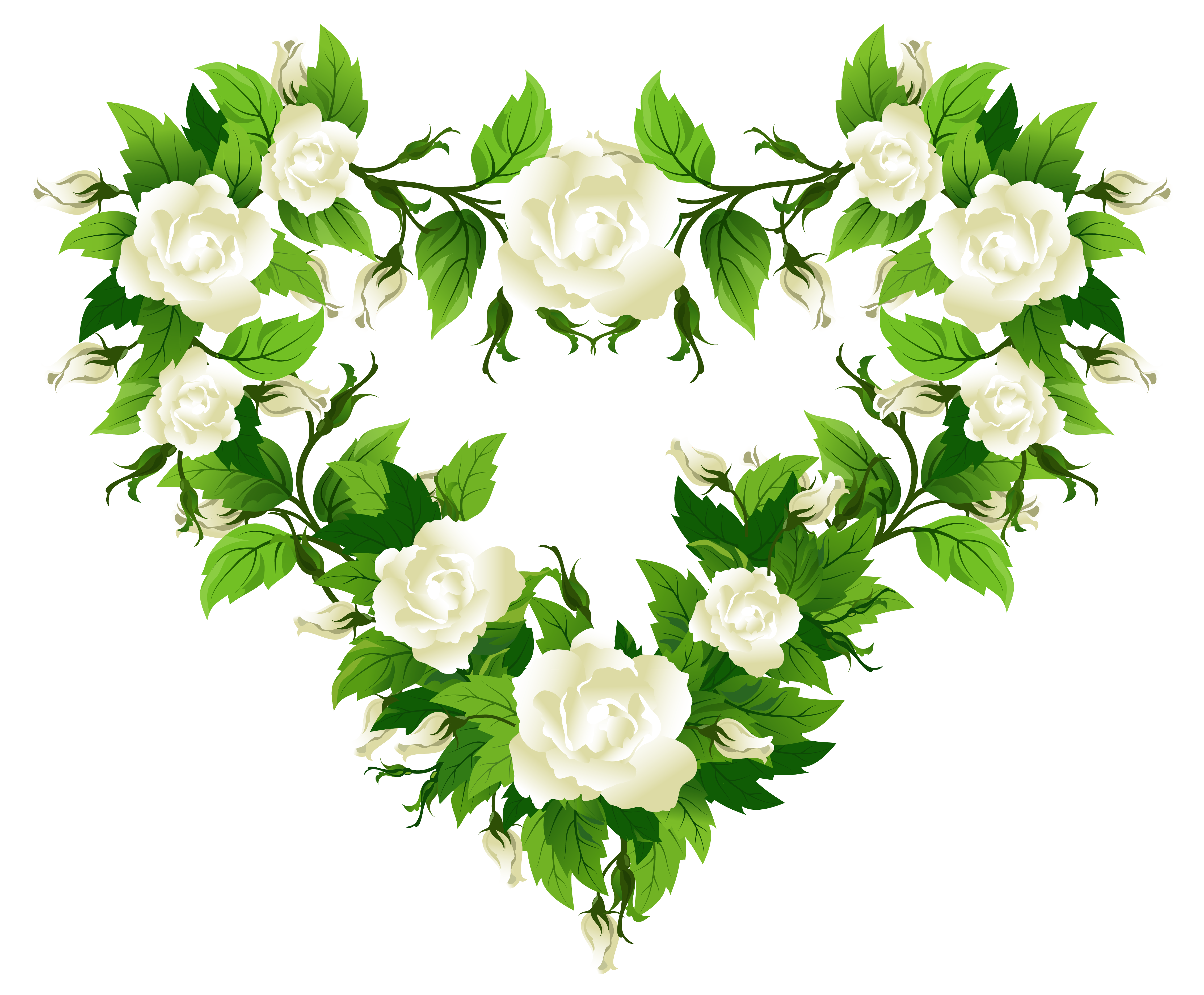 White Roses Heart Decor PNG Clipart Picture