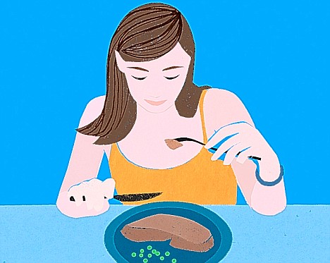 woman eating meat cartoon - Clip Art Library
