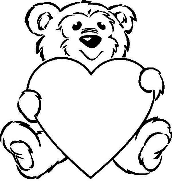 teddy bear with heart coloring pages teddy bear holding a heart
