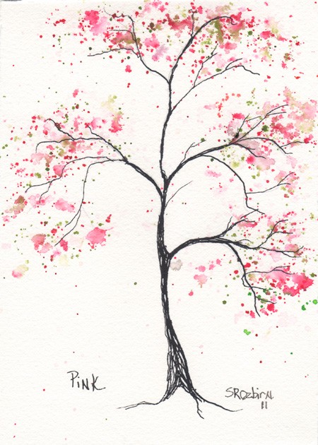 Pink Dogwood Tree 5 x 7 watercolor by Shelleyroze