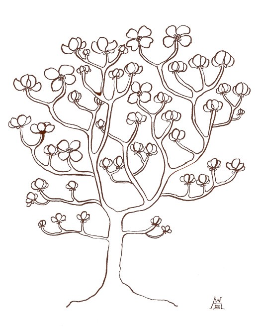Dogwood tree black and white clipart