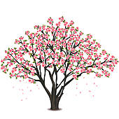 Clipart tree with white and pink flowers
