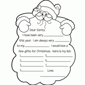 Santa claus letter clipart black and white