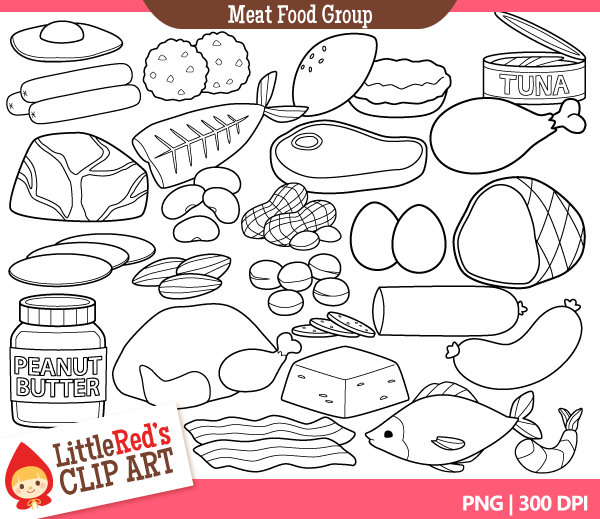 Food group black and white clipart