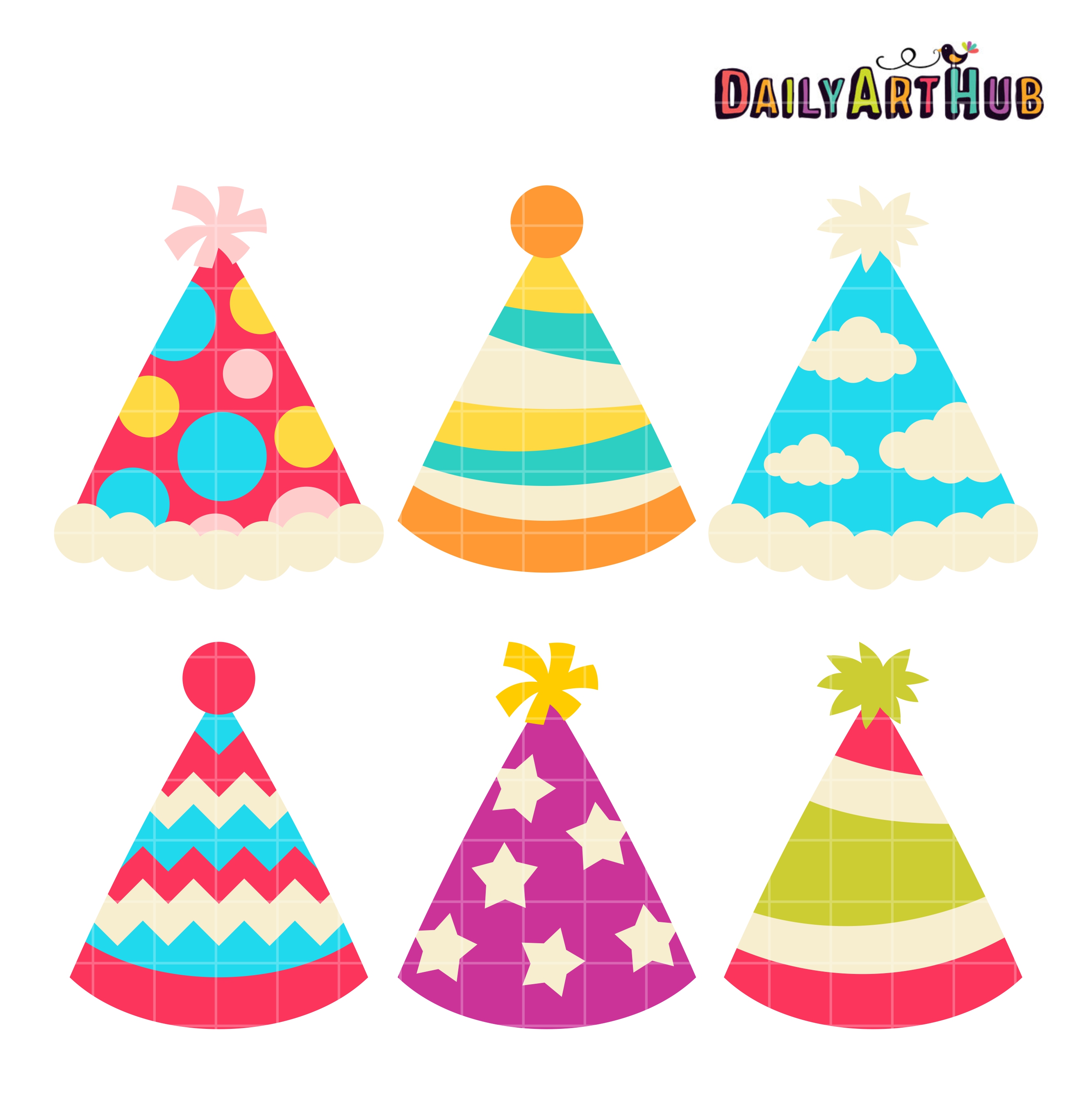People wearing party hats clipart