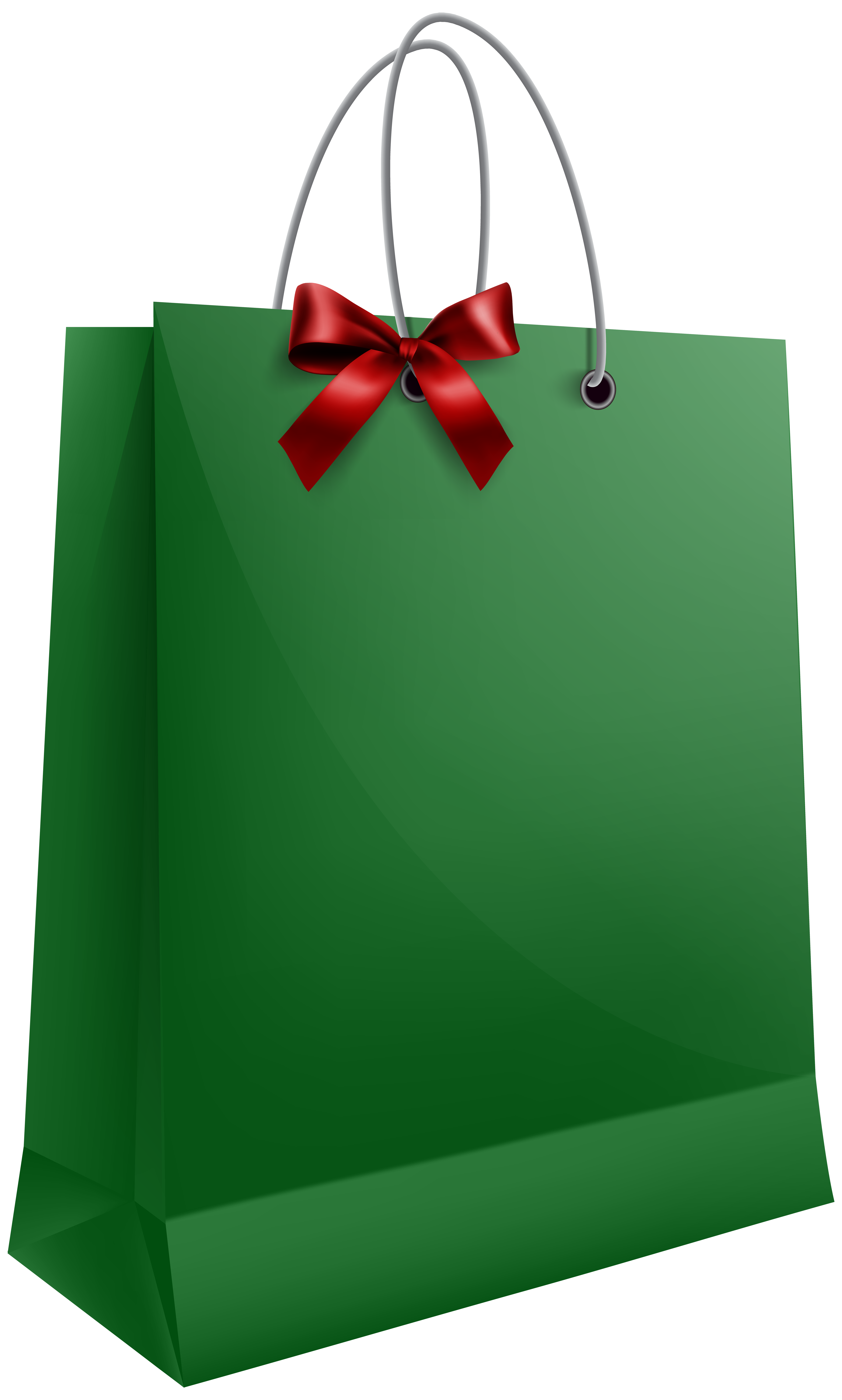 Green Gift Bag with Bow PNG Clip Art Image
