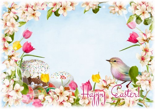 Easter photo frame PSD, Easter photo frame PNG, free download