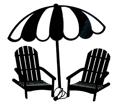 Beach chair umbrella silhouette clipart
