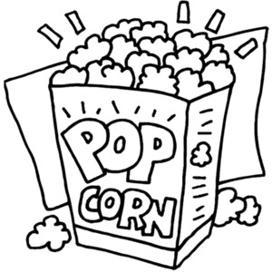Popcorn black and white clipart