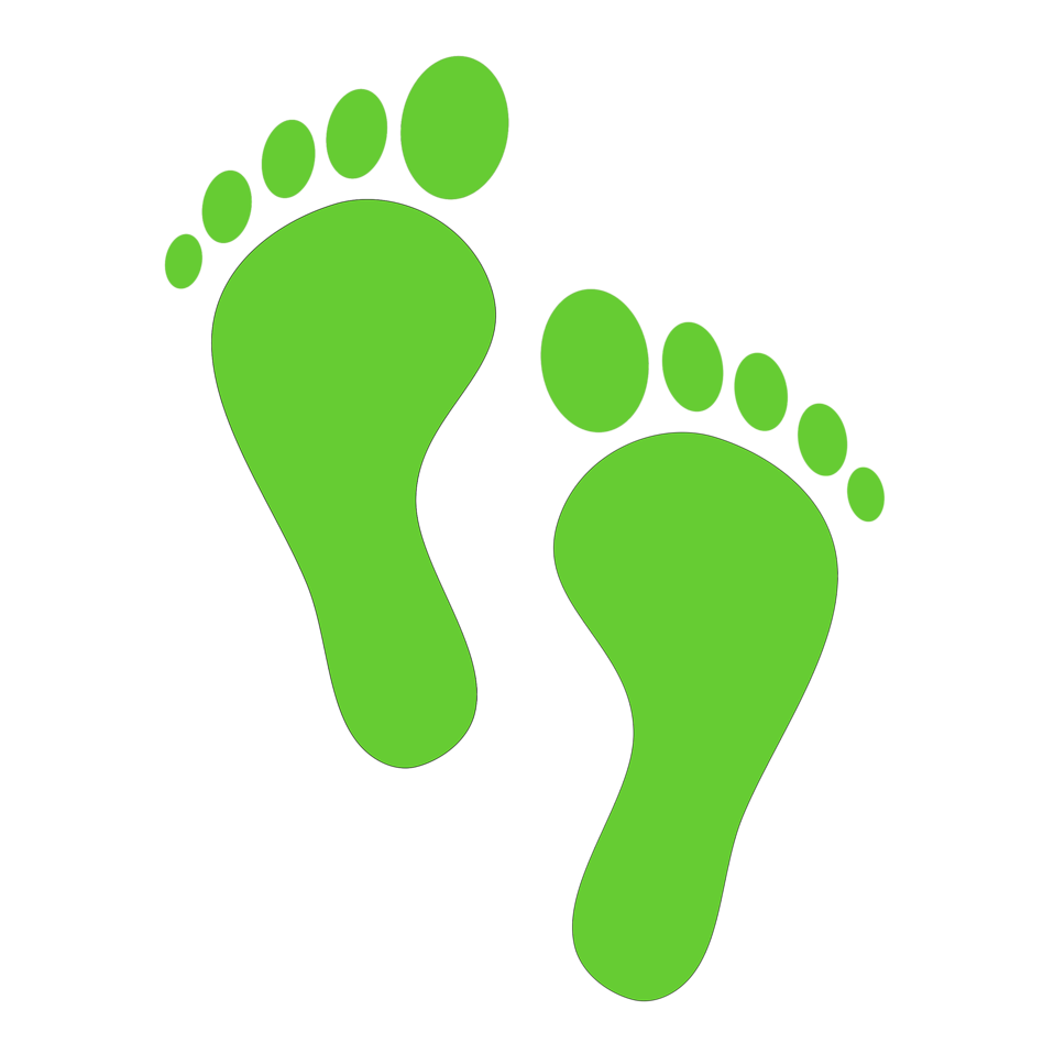 Green walking footprints clipart