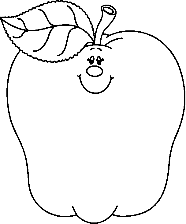 Clipart of apple black and white
