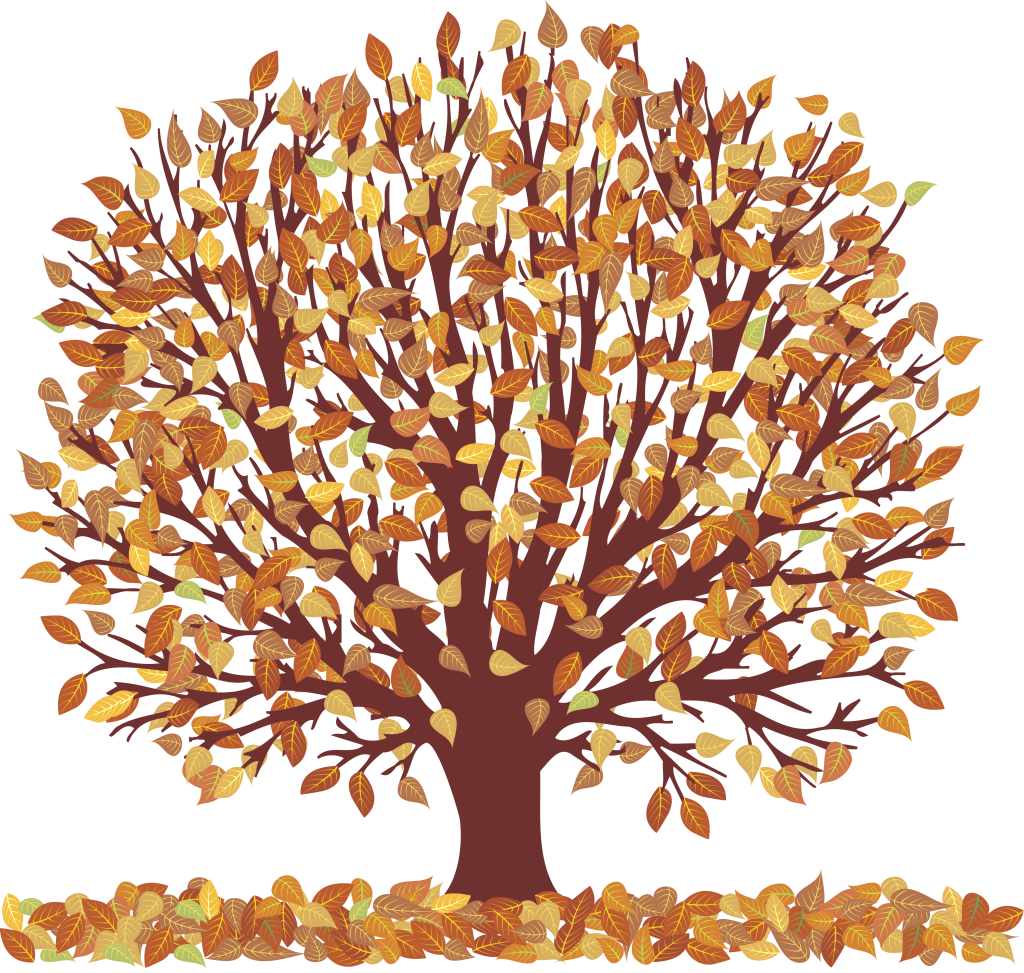 Tree with falling leaves clip art