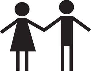 Black man and black woman clipart holding hands
