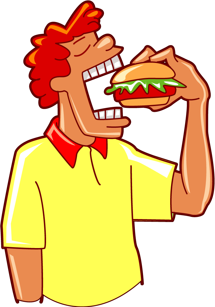 cartoon guy eating burger - Clip Art Library