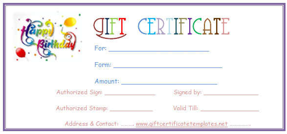 Birthday Gift Certificate Clipart