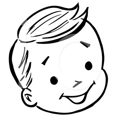 Boy face clipart black and white