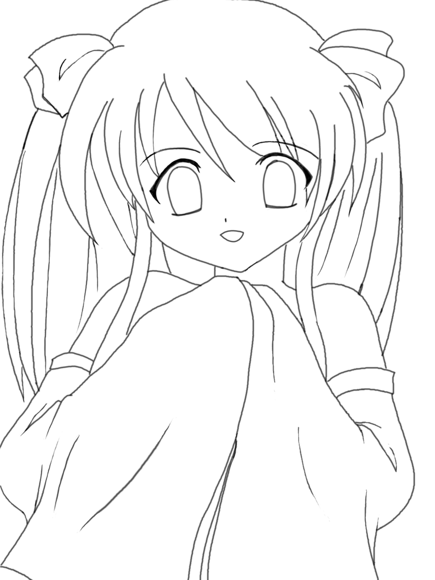 Black and white anime girl clipart