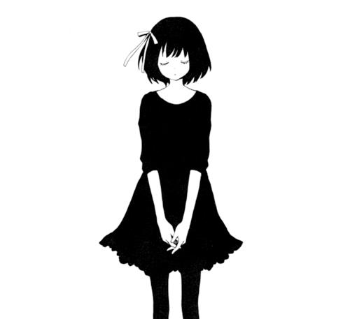 Black And White Anime Manga Love Sad Girl Clipart