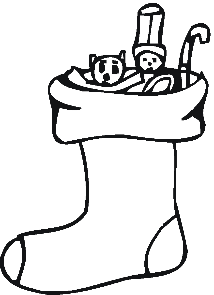 Christmas Stocking Black And White Clipart