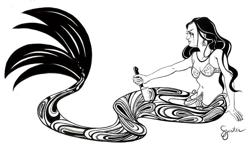 Mermaid Black And White Clipart