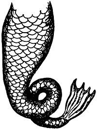 Mermaid tail clipart black and white