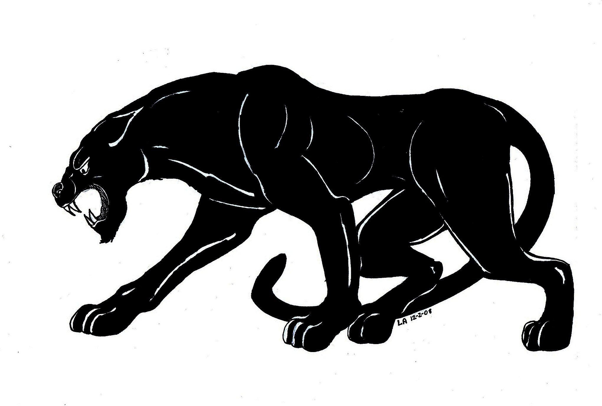 outline black panther animal drawing - Clip Art Library