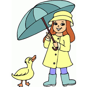 Clipart girl with umbrella