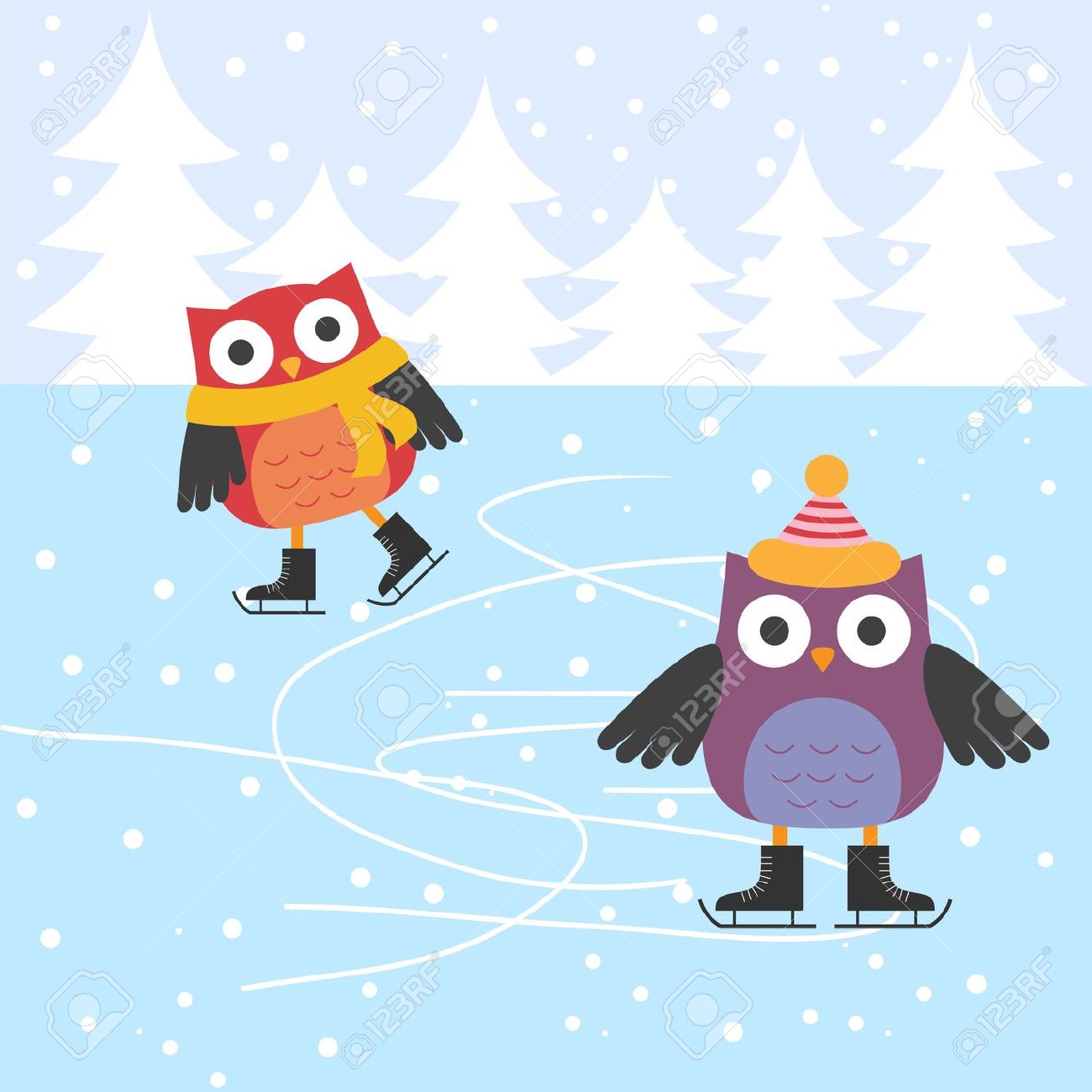 Owl in snow clipart