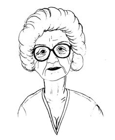 Grandmother face clipart black and white