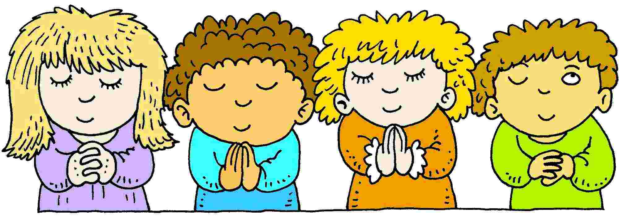 Boy and girl praying clipart