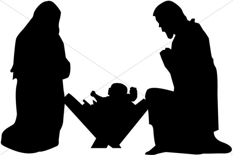Mary and jesus praying clipart black and white