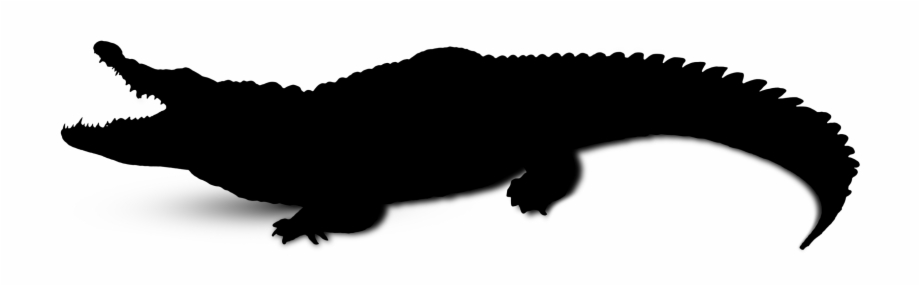 silhouette crocodile clipart black and white
