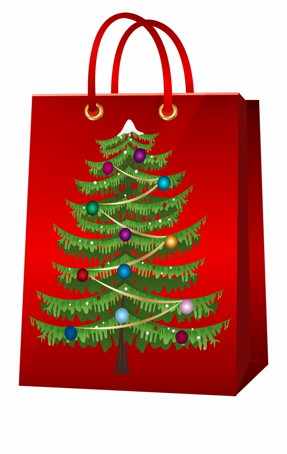 Christmas Gift Bag With Christmas Tree Png Clip